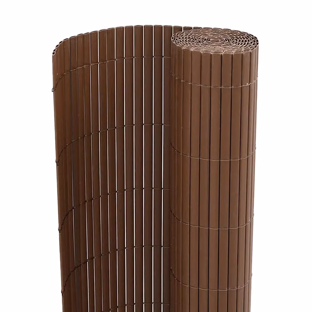 Berkfield Double-Sided Brown PVC Garden Fence Mat, H: 180 cm, W: 500 cm – 5