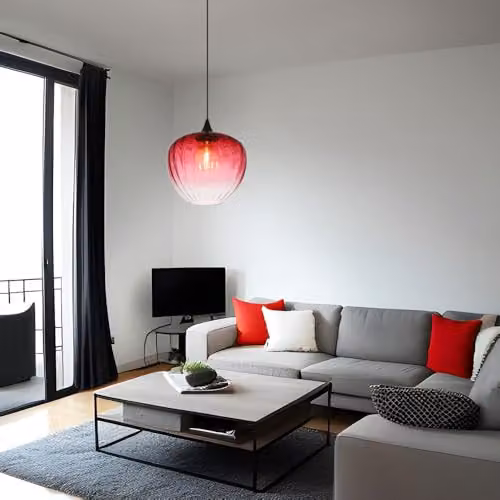 Globo Lighting Sander Dome Pendant Light with Red and Black Glass Shade, E27 – 3
