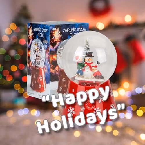 VFM e-Store Red Snowman Christmas Snow Globe with LED Light and Auto Snow, W/D/H: 12 x 12 x 18 cm – 4