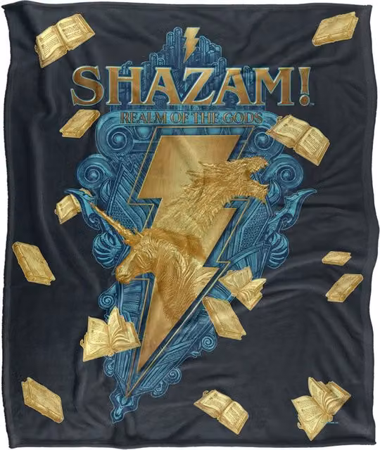 LOGOVISION Shazam Fury of the Gods Super Soft Fleece Throw Blanket in Blue and White, W/D/H: 152 x 127 cm – 5