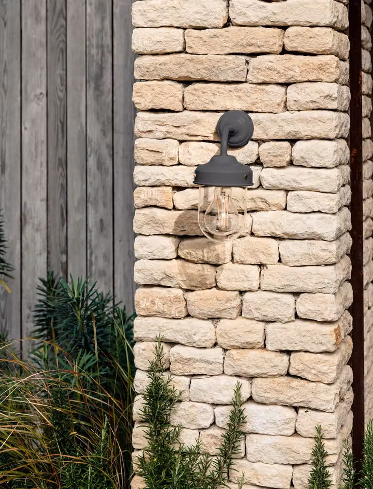 Thurlaston Black Carbon Steel Industrial Wall Light for Garden and Terrace