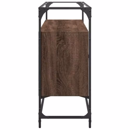 vidaXL Sideboard in Brown Oak with Glass Top and MDF, W/D/H: 98 x 35 x 81 cm – 5