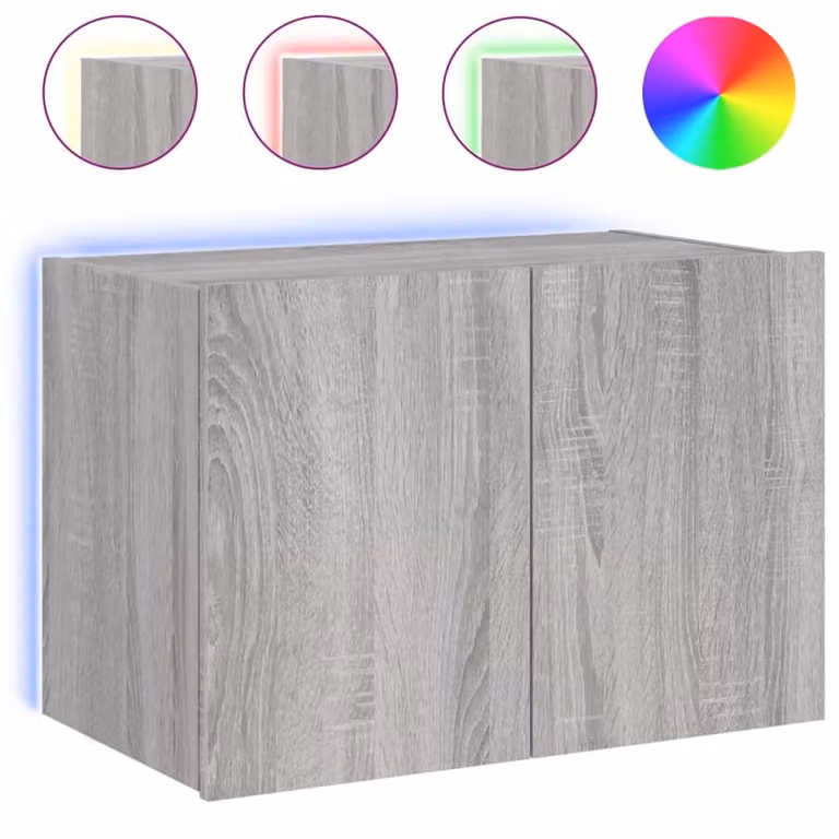Berkfield Home Modern Wall Mounted TV Cabinet with Integrated LED Lights in Grey Sonoma, W/D/H: 60 x 35 x 41 cm