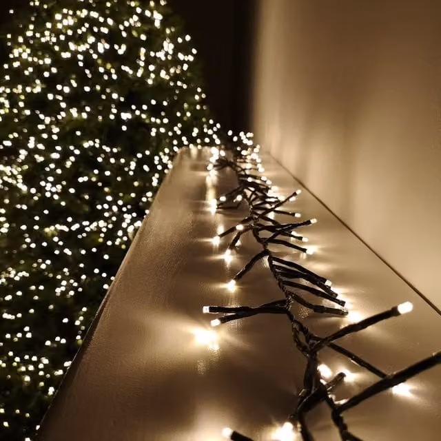 Premier Decorations Premier Clusterbrights Warm White LED Christmas Cluster Lights with Timer, 9.3m, Indoor and Outdoor Use