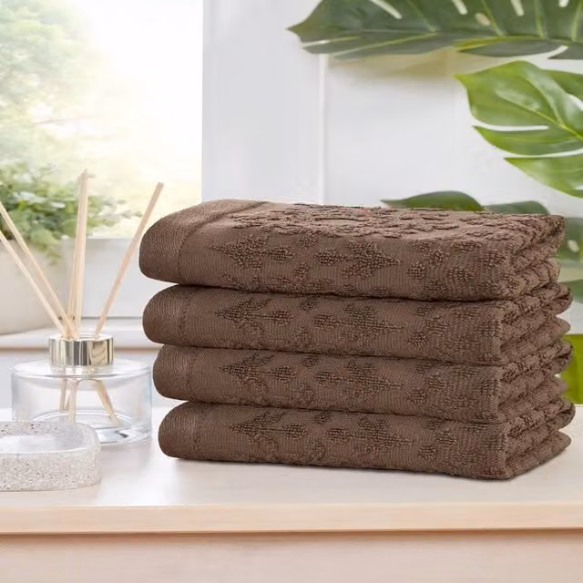 Rapport Home Versailles Jacquard Cotton Towel Set in Brown