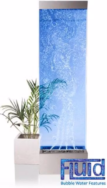 Fluid Orion Primrose Acrylic Bubble and Water Wall with Colour Changing LEDs in Silver