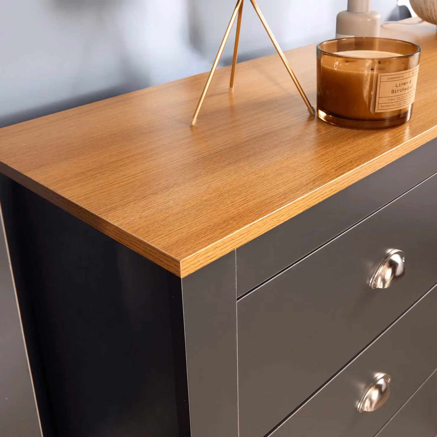 Home Source 6 Drawer Wooden Chest of Drawers with Soft Close Drawers in Dark Grey – 2