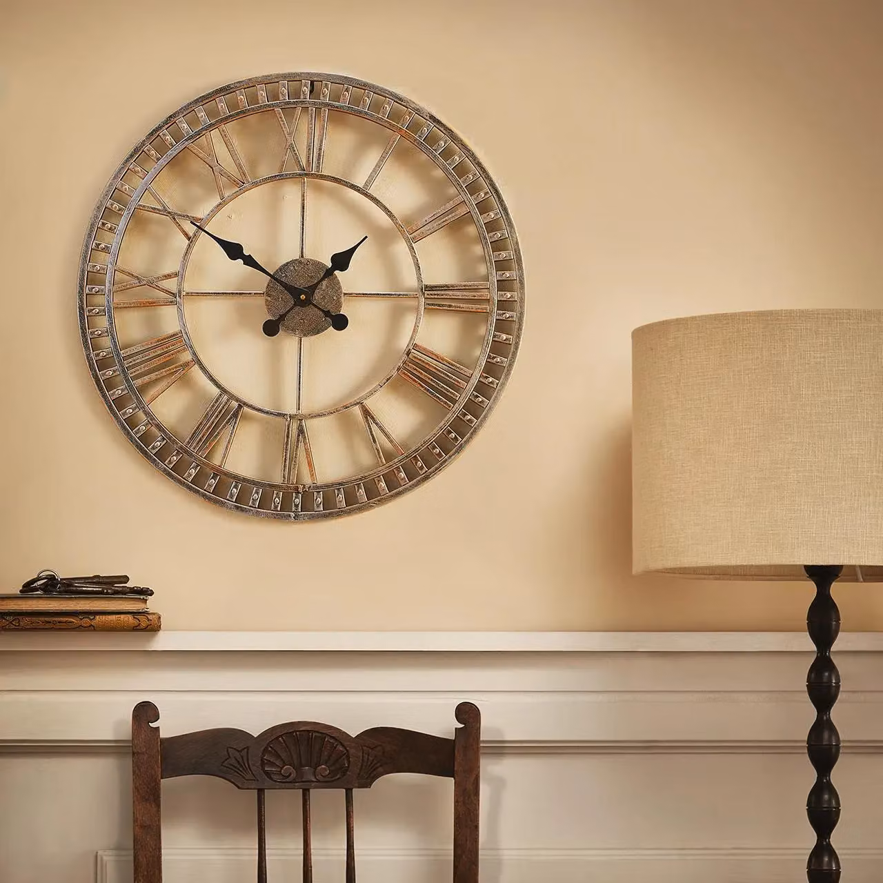 mysmartbuy Buxton Skeleton Metal Quartz Wall Clock in Silver, Diameter: 60 cm – 2