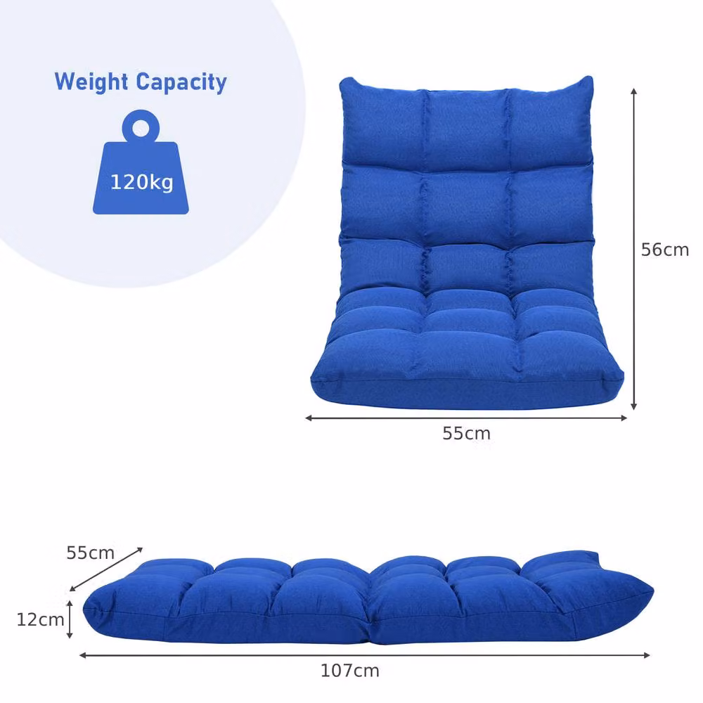 Costway 14-Position Adjustable Folding Video Gaming Sofa Chair in Blue – 2