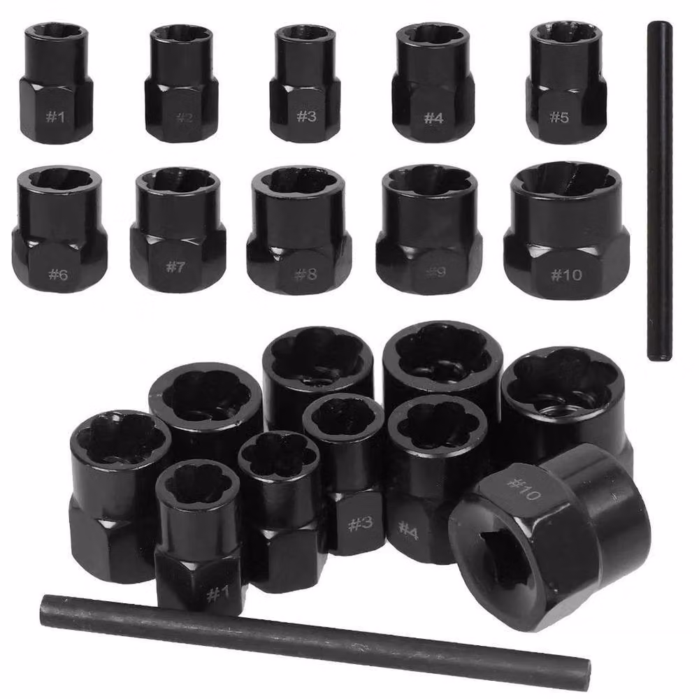 NESTLUNE 11-Piece Damaged and Worn Lug Nut Extractor Set, Black – 4