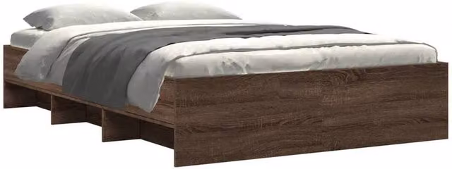 Berkfield Home Small Double Wood Bed Frame in Brown Oak, W/D/H: 120 x 190 cm