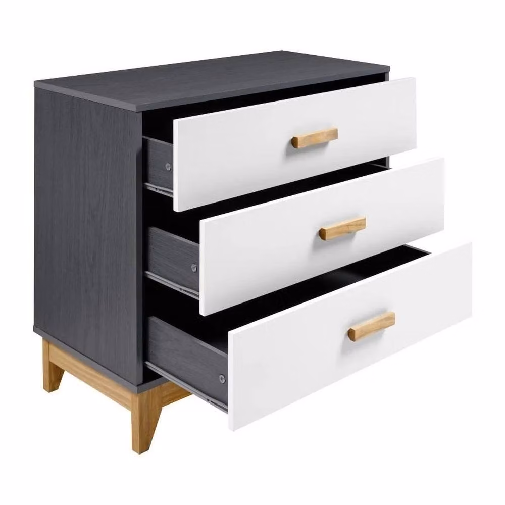FORGEVIO Modern 3 Drawer Chest in White and Grey for Bedroom Storage – 3