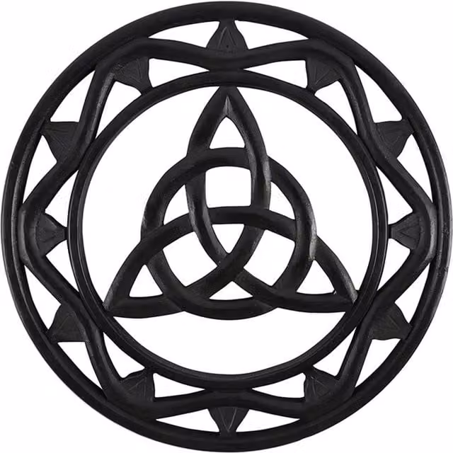 KDMK Black Geometric Wooden Triquetra Round Wall Art