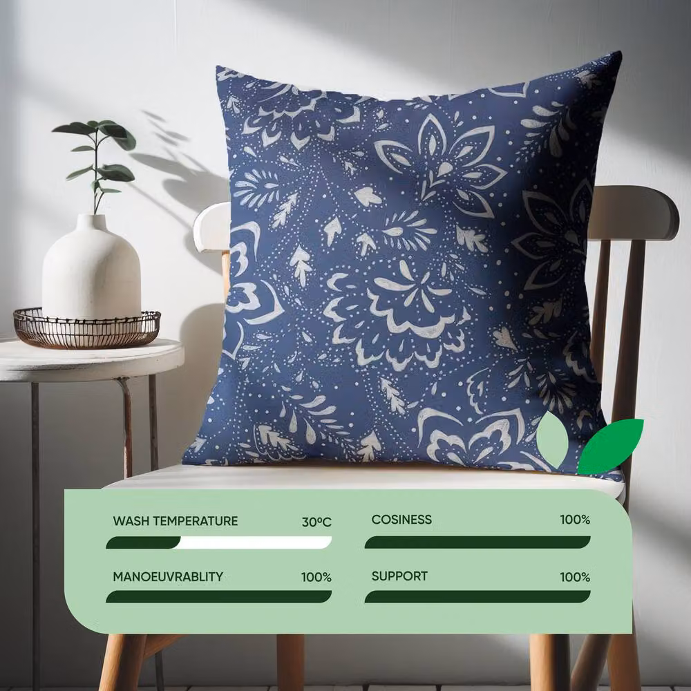 Gardenwize Pack of 2 Hampton Blue Floral Printed Square Outdoor Scatter Cushions – 3