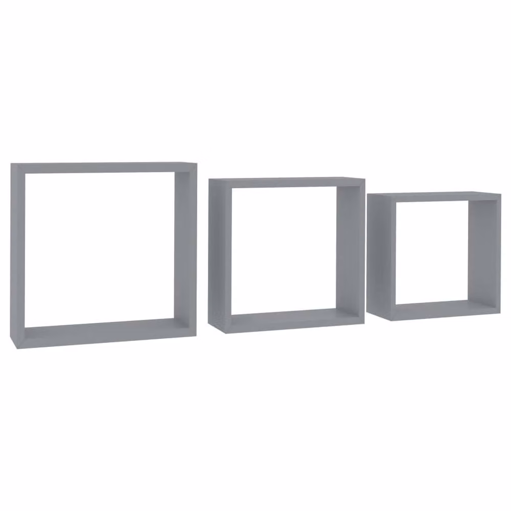 Berkfield Home Wall Mounted Cube Shelves, 3 Piece Set, Grey MDF – 2