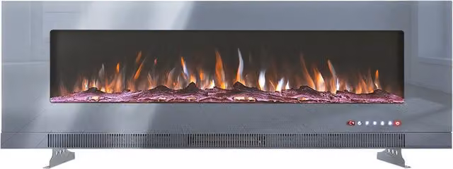 Lifeideas 3-in-1 Multi-Mount Grey Electric Fireplace with Glass