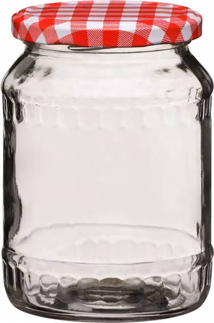 Orsina Clear Glass Airtight Storage Jar with Red Gingham Lid, 630ml