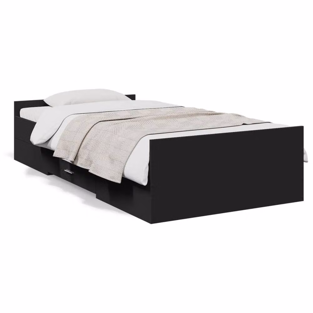 Berkfield Home Modern Small Single Bed Frame with Drawers, Black, W: 75 cm x L: 190 cm – 3