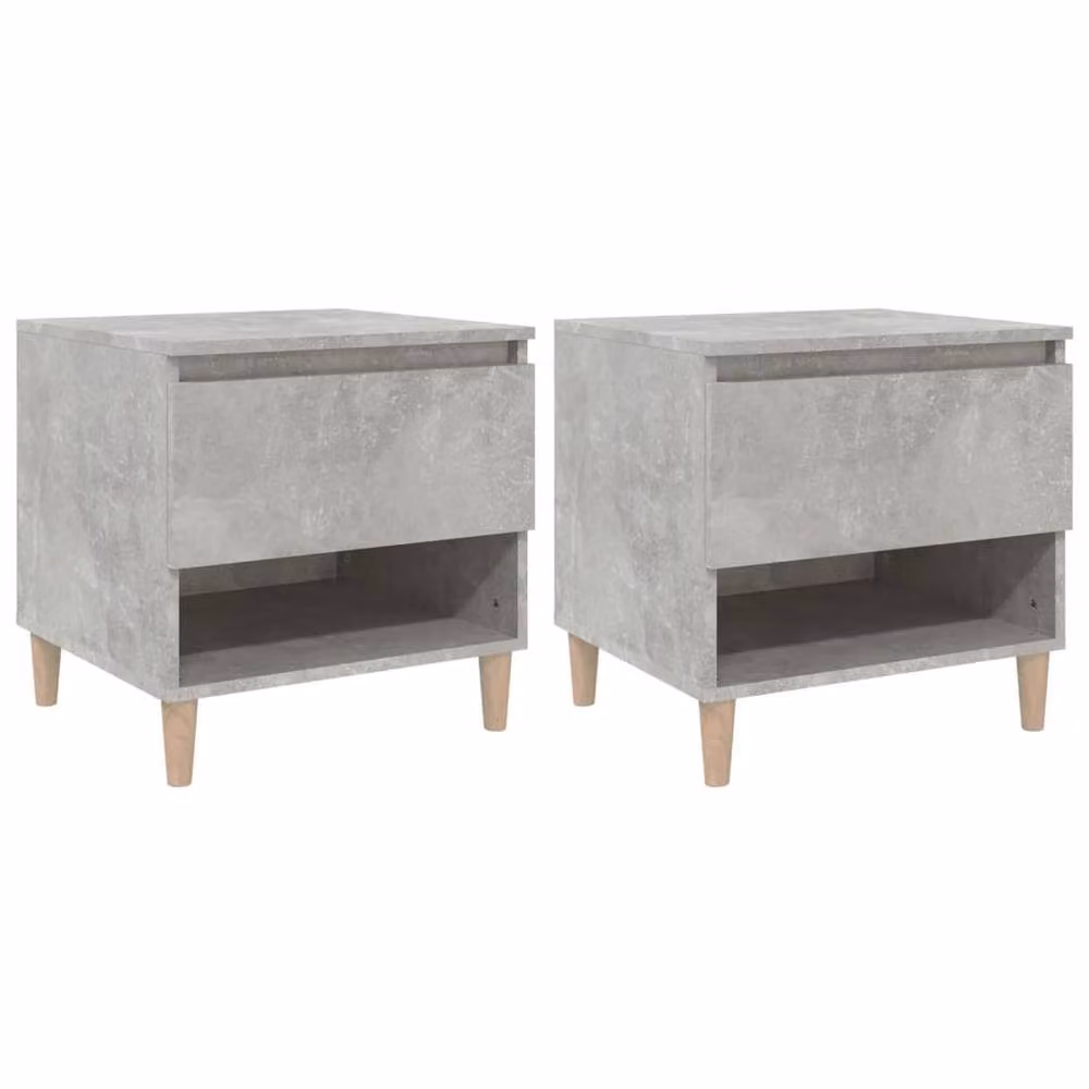 Berkfield Home Elegant Bedside Tables, 2 Piece Set in Concrete Grey, W/D/H: 50 x 46 x 50 cm – 2