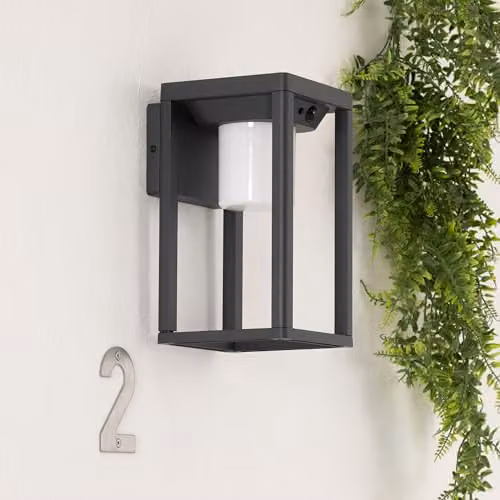Netlighting Bow Solar LED Outdoor Wall Lantern in Urban Grey and Black with Warm White 3000K Light and IP44 Rating – 3