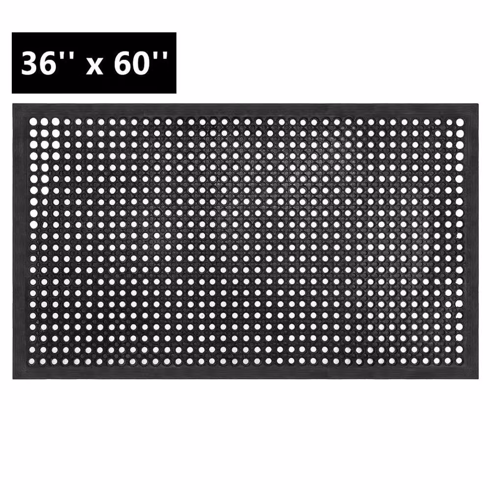 Nordara Heavy Duty Non Slip Rubber Mat in Black, W 150 cm x D 100 cm – 2
