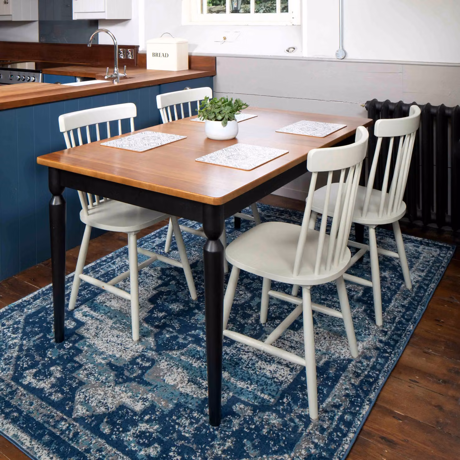 Kukoon Blue Classic Medallion Bordered Rectangular Living Area Rug W: 200 cm, D: 290 cm – 2