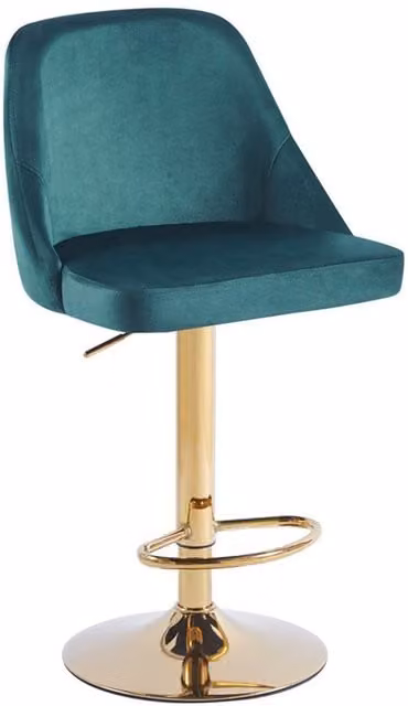 Hygrad Set of 2 Green Velvet Swivel Gas Lift Bar Stools with Metal Frame