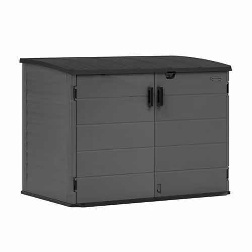 Rowlinson Modern Plastic Bin Store in Grey and Black, W: 179 cm, D: 112 cm, H: 132 cm