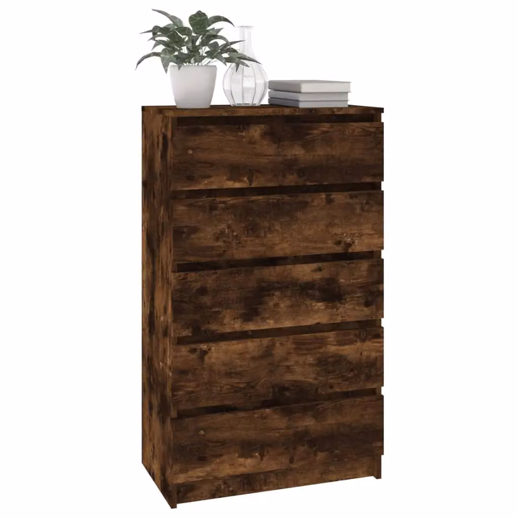 Berkfield Home Smoked Oak Drawer Cabinet in Brown, W/D/H: 60 x 36 x 103 cm – 3