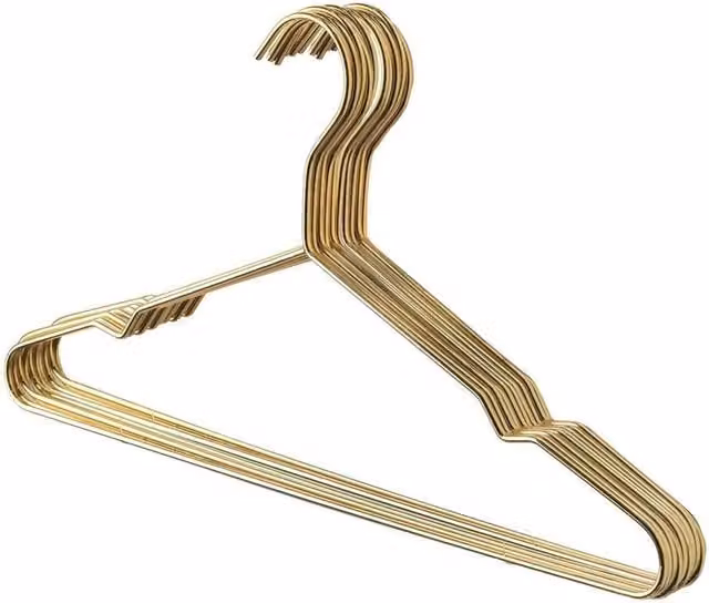 NESTLUNE Metal Coat Hangers with Bar in Gold, Pack of 10 – 1
