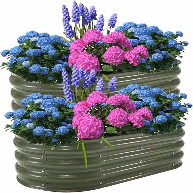 VOGREX 2-Pack Steel Raised Garden Bed Kit in Green, W/D/H: 180 x 90 x 30 cm