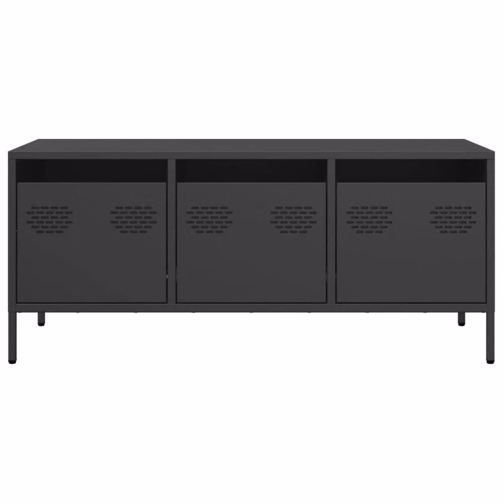 Berkfield Home Industrial TV Cabinet in Black Matt Metal, W: 101.5 cm, D: 39 cm, H: 43.5 cm – 4