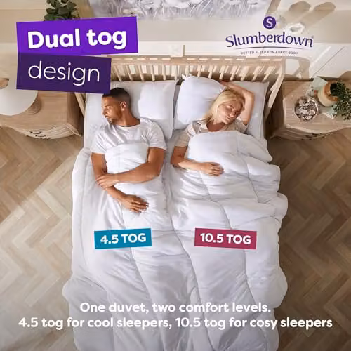 Slumberdown Made For You Two King Size Duvet, 4.5 and 10.5 Tog Dual Temperature Quilt, White, W/D/H: 225 x 220 cm – 2