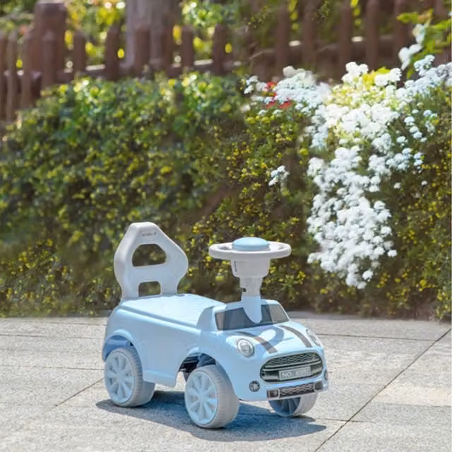 AIYAPLAY Toddler Slider Ride On Car with Air Horn in Blue