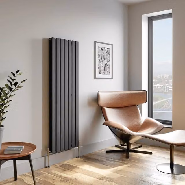 Temprazo Horizontal Double Flat Panel Designer Radiator in Anthracite Grey, W: 1060 mm, H: 600 mm