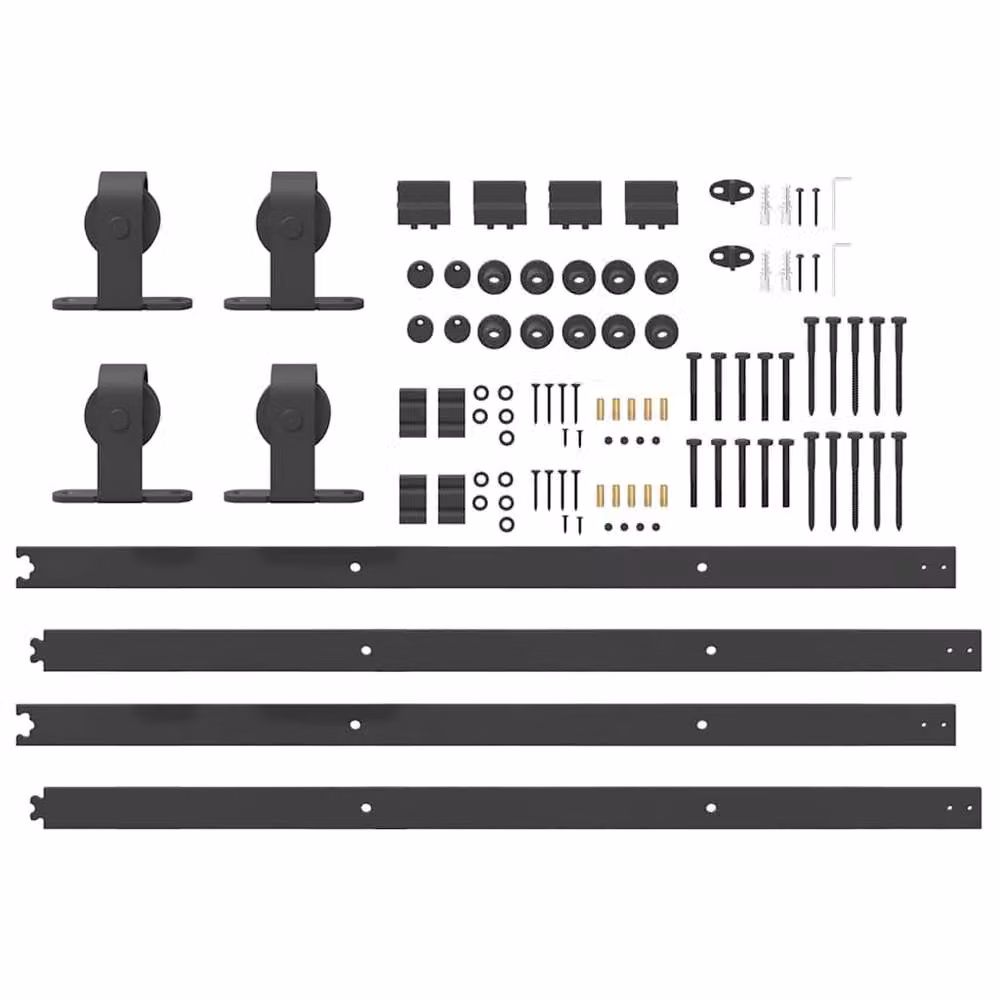 Berkfield Home Sliding Door Hardware Kit, 183 cm, Black Steel – 2