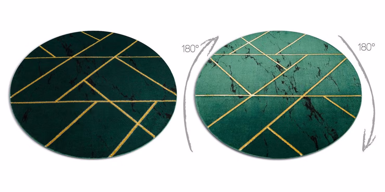 RugsX Emerald Round Geometric Rug in Green, Diameter: 160 cm – 2