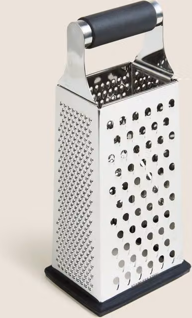 M&S Stainless Steel 4 Sided Box Grater, Silver, 24 cm