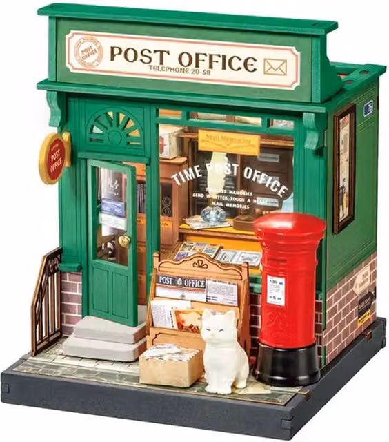 Syntego DIY Century Post Office Miniature House Kit, Multicolour and Green