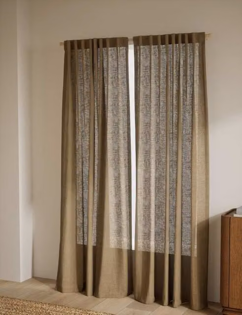 M&S Beige Cotton Linen Blend Sheer Multiway Curtains