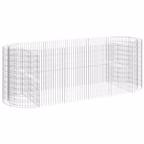 vidaXL Silver Galvanised Steel Stone Gabion Raised Bed W/D/H: 300 x 100 x 100 cm – 1