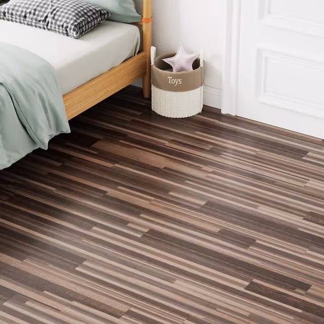 Darphe 36 Piece Self Adhesive Wood Look PVC Floor Tiles, Brown