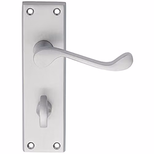 Loops Pair Victorian Scroll Bathroom Lever Handles on Backplate, Satin Chrome