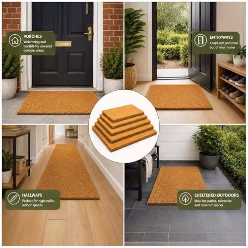 Nicoman Natural Coir Doormat in Brown, W/D: 90 x 60 cm, 17mm Thick, Non-Slip and Dirt-Repellent – 5