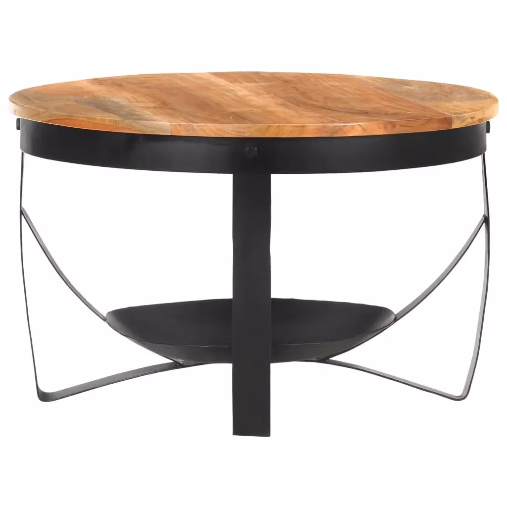 Berkfield Home Round Solid Acacia Wood Coffee Table in Brown, Diameter: 68 cm, Height: 43 cm – 2