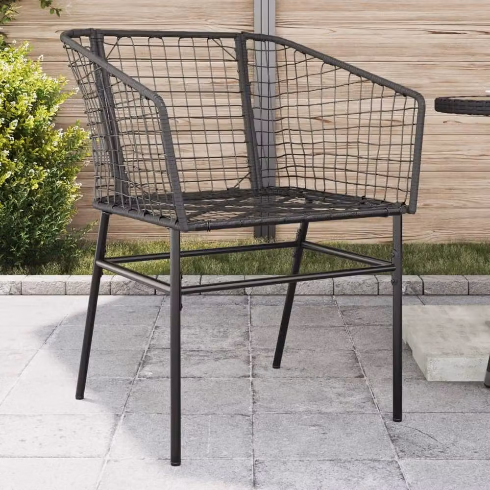 Berkfield Home Set of 2 Black Poly Rattan Garden Chairs with Metal Frame – 2