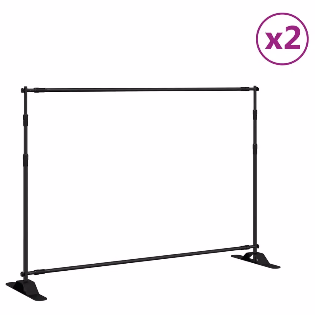 Berkfield Home Steel Backdrop Stands, 2 Pieces, Black, W: 305 cm, H: 243 cm – 2
