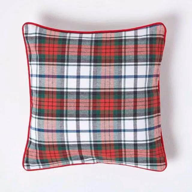 Homescapes Red Cotton Square Cushion Cover, W/D/H: 45 x 45 x 45 cm