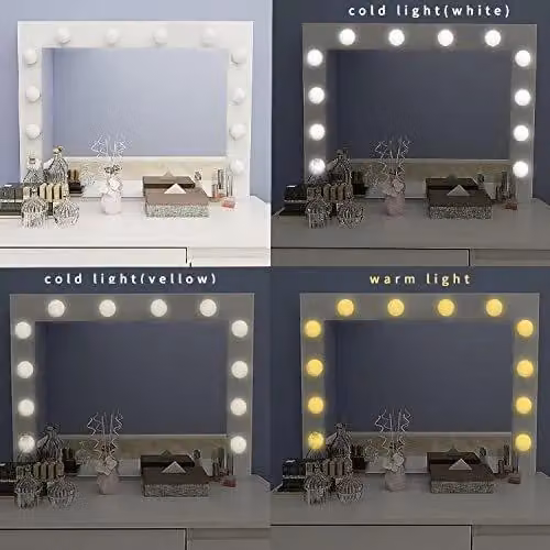 Kosy Koala White Modern Dressing Table with 4 Drawers and Hollywood LED Mirror – 2