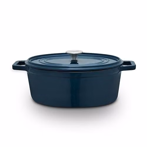 Barbary & Oak Nattura Oval Cast Iron Casserole with Enamel Interior and Self Basting Lid, Agave, 4.3 l
